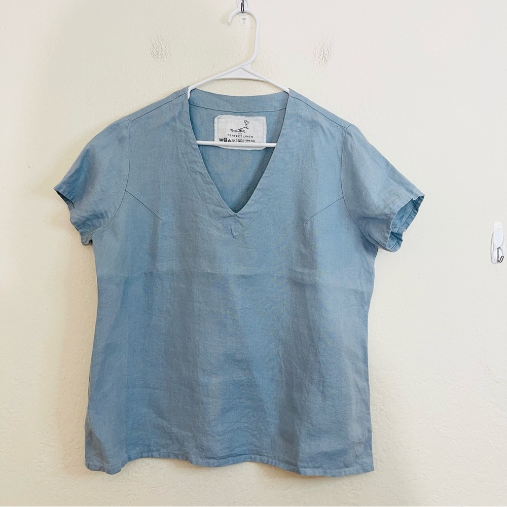 notPERFECTLINEN Light Blue Linen Blouse